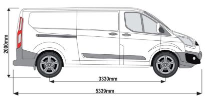 Picture of Rhino 2 KammBar Black Roof Bars and 4 free load stops for Ford Transit Custom 2013-2023 | L2 | H1 | TB2BA