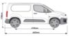 Picture of Rhino 2 KammBar Black Roof Bars and 4 free load stops for Peugeot Partner 2018-Onwards | L1 | H1 | GB2BA