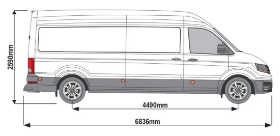 Picture of Rhino 3 KammBar Black Roof Bars and 4 free load stops for Volkswagen Crafter 2017-Onwards | L4 | H3 | Twin Rear Doors | VC3BA