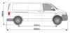Picture of Rhino 3 KammBar Black Roof Bars and 4 free load stops for Volkswagen T5 Transporter 2002-2015 | L2 | H1 | T53BA