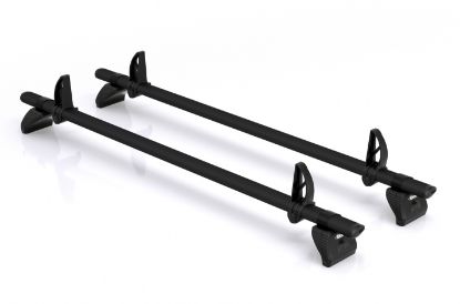 Picture of Rhino 2 KammBar Black Roof Bars and 4 free load stops for Volkswagen T7 Transporter 2024-Onwards | L2 | H1 | TB2BA