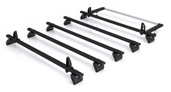 Picture of Rhino 5 KammBar Black Roof Bars with Roller Bundle for Renault Master 2024-Onwards | L2 | H2 | Twin Rear Doors | QD5BA#BR39