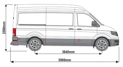 Picture of Rhino 4 KammBar Black Roof Bars with Roller Bundle for Volkswagen Crafter 2017-Onwards | L3 | H3 | Twin Rear Doors | VC4BA#BR35