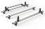 Picture of Van Guard 3 UltiBar+ Roof Bars with Roller Bundle for Volkswagen Caddy 2015-2020 | L2 | H1 | Twin Rear Doors | VG299-3#VGR-23