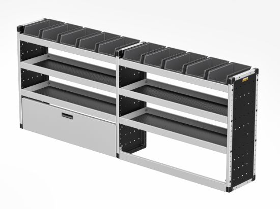Picture of Van Guard Silver Trade Van Racking Package - Offside for Maxus Deliver 7 2023-Onwards | L2 | H1 | TVR-S-016-OS