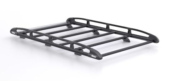 Rhino KammRack Black Roof Rack 2.6m long x 1.4m wide - Fixed and T-Track for Volkswagen T5 Transporter 2002-2015 | L1 | H1 | Tailgate