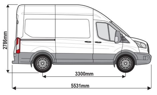 Picture of Rhino KammRack Black Roof Rack 2.8m long x 1.6m wide for Ford Transit 2014-Onwards | L2 | H3 | Twin Rear Doors | B649