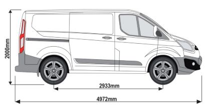 Picture of Rhino KammRack Black Roof Rack 3.0m long x 1.4m wide for Ford Transit Custom 2013-2023 | L1 | H1 | Twin Rear Doors | B615