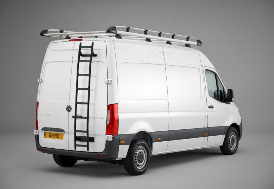 black vanladder on rear of van