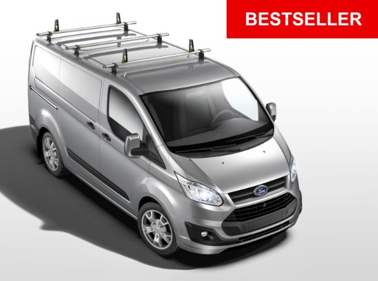 Picture of Van Guard ULTI Bar+ (Aluminium) - 3 Roof Bars for Ford Transit Custom 2013-2023 with Roller Bundle | L1, L2 | H1 | Twin Rear Doors | VG304-3#VGR-09