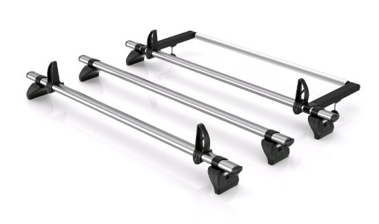 Rhino 3 KammBar Fleet Steel Roof Bars with Roller Bundle for Peugeot Boxer 2006-Onwards | L2 | H2 | Twin Rear Doors
