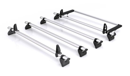 Rhino 4 Aluminium KammBar Pro Roof Bars with Roller Bundle for Vauxhall Movano 2021-Onwards | L3 | H2 | Twin Rear Doors