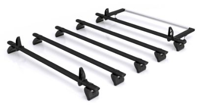 Rhino 5 KammBar Black Roof Bars with Roller Bundle for Renault Master 2024-Onwards | L2 | H2 | Twin Rear Doors