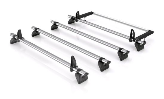 Rhino 4 KammBar Fleet Steel Roof Bars with Roller Bundle for Volkswagen T5 Transporter 2002-2015 | L1 | H1 | Twin Rear Doors
