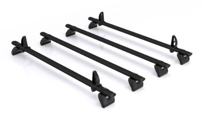 Picture of Rhino 4 KammBar Black Roof Bars with Roller Bundle for Renault Trafic 2014-Onwards | L2 | H1 | Twin Rear Doors | VA4BA#BR27
