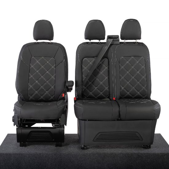 Picture of UK Custom Covers Ford Transit Custom Seat Covers Tailored Leatherette (2023+) - Double Bentley Stitch | SC1273B