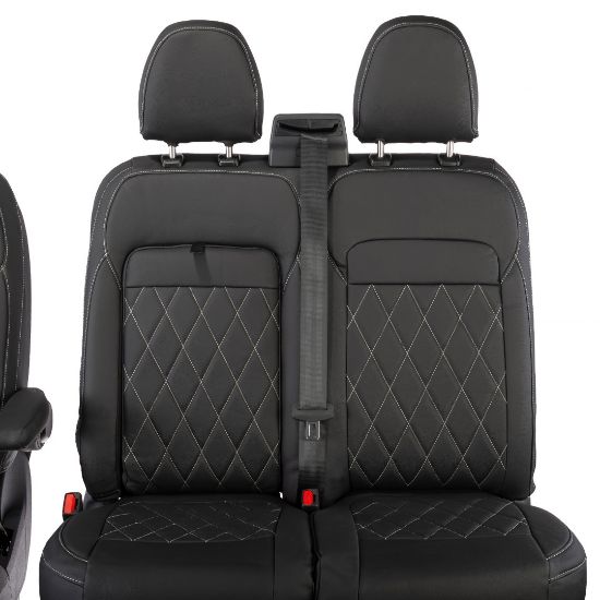 Picture of UK Custom Covers Ford Transit Custom Seat Covers Tailored Leatherette (2023+) - Single Bentley Stitch | SC1274B