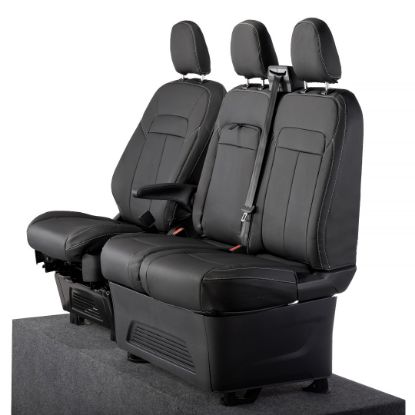 UK Custom Covers Ford Transit Custom Seat Covers Tailored Leatherette (2023+) - Block Stitch