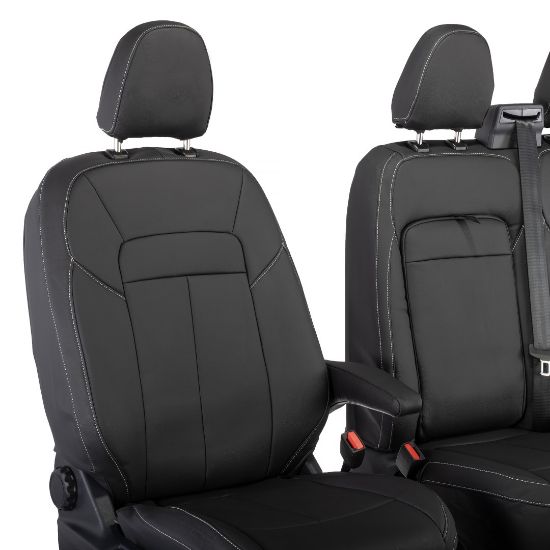 Picture of UK Custom Covers Ford Transit Custom Seat Covers Tailored Leatherette (2023+) - Block Stitch | SC1275B