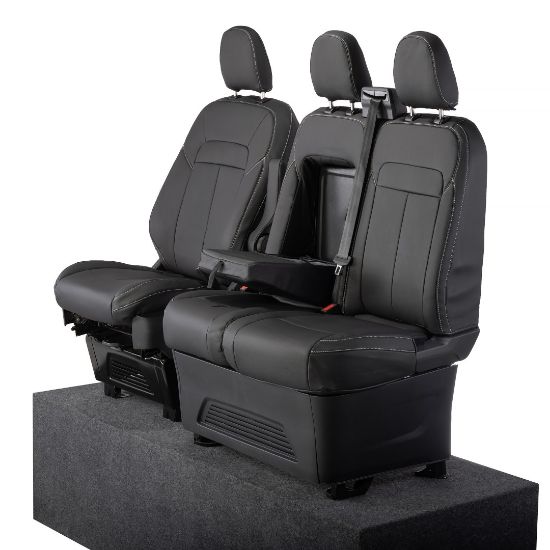 Picture of UK Custom Covers Ford Transit Custom Seat Covers Tailored Leatherette (2023+) - Block Stitch | SC1275B
