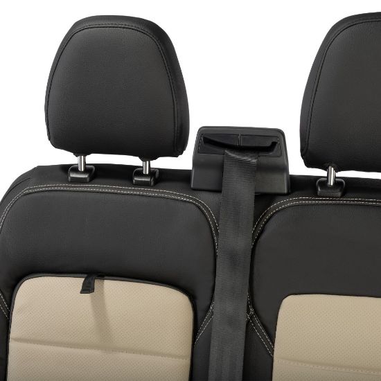 Picture of UK Custom Covers Ford Transit Custom Seat Covers Tailored Leatherette (2023+) - Block Stitch - 2 Tone (Black with Cream) | SC1276B