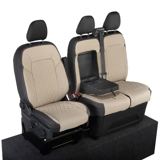 Picture of UK Custom Covers Ford Transit Custom Seat Covers Tailored Leatherette (2023+) - Diamond - 2 Tone | SC1277B