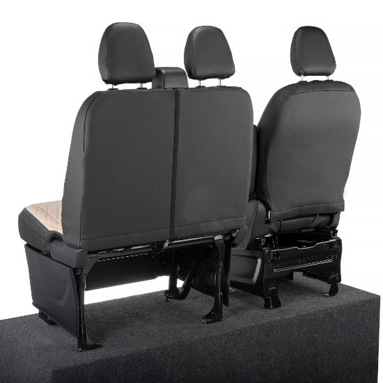 Picture of UK Custom Covers Ford Transit Custom Seat Covers Tailored Leatherette (2023+) - Diamond - 2 Tone | SC1277B