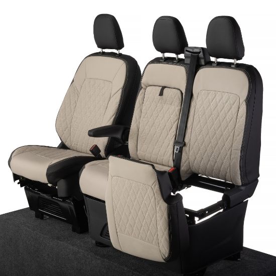 Picture of UK Custom Covers Ford Transit Custom Seat Covers Tailored Leatherette (2023+) - Diamond - 2 Tone | SC1277B