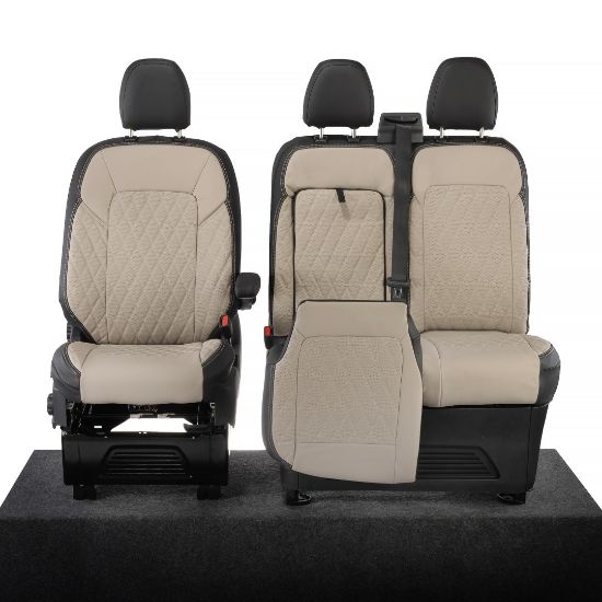 Picture of UK Custom Covers Ford Transit Custom Seat Covers Tailored Leatherette (2023+) - Diamond - 2 Tone | SC1277B