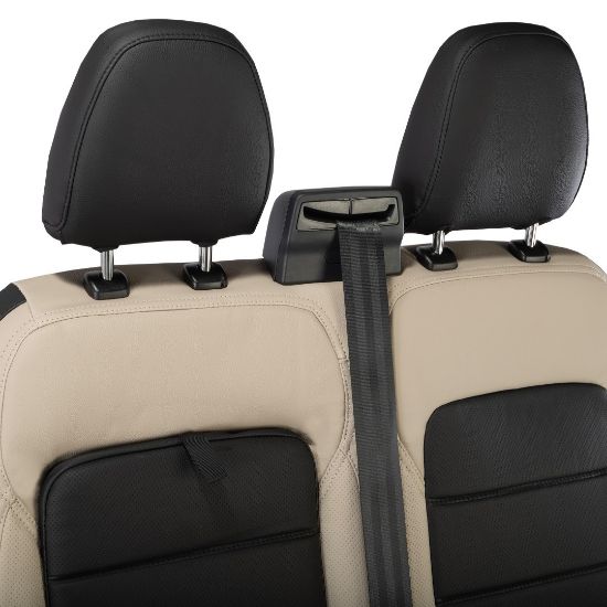 Picture of UK Custom Covers Ford Transit Custom Seat Covers Tailored Leatherette (2023+) - Block Stitch - 2 Tone (Cream with Black) | SC1278B