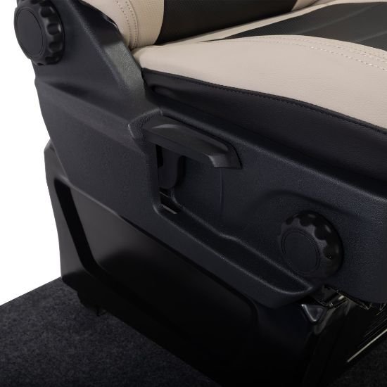 Picture of UK Custom Covers Ford Transit Custom Seat Covers Tailored Leatherette (2023+) - Block Stitch - 2 Tone (Cream with Black) | SC1278B