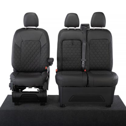 UK Custom Covers Ford Transit Custom Seat Covers Tailored Leatherette (2023+) - Honeycomb Stitch