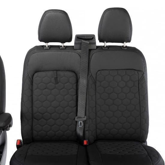 Picture of UK Custom Covers Ford Transit Custom Seat Covers Tailored Leatherette (2023+) - Honeycomb Stitch | SC1279B