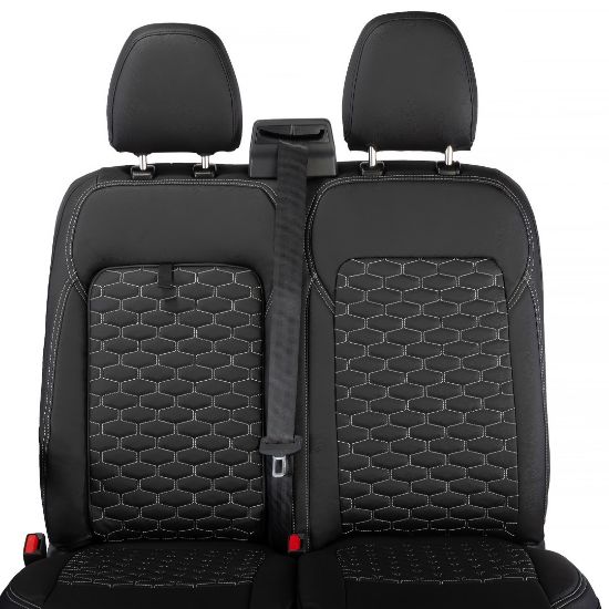 Picture of UK Custom Covers Ford Transit Custom Seat Covers Tailored Leatherette (2023+) - Hexagon | SC1280B
