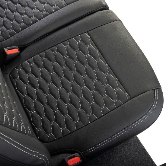 Picture of UK Custom Covers Ford Transit Custom Seat Covers Tailored Leatherette (2023+) - Hexagon | SC1280B