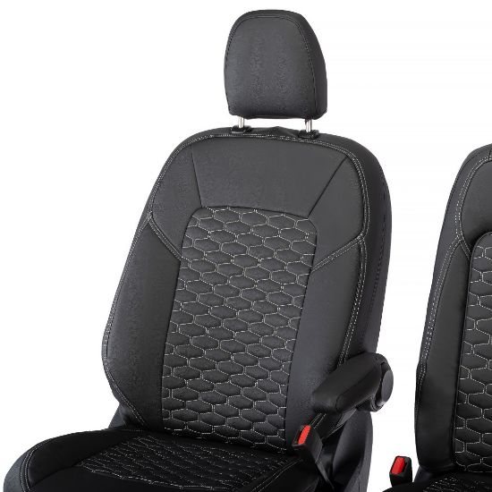 Picture of UK Custom Covers Ford Transit Custom Seat Covers Tailored Leatherette (2023+) - Hexagon | SC1280B