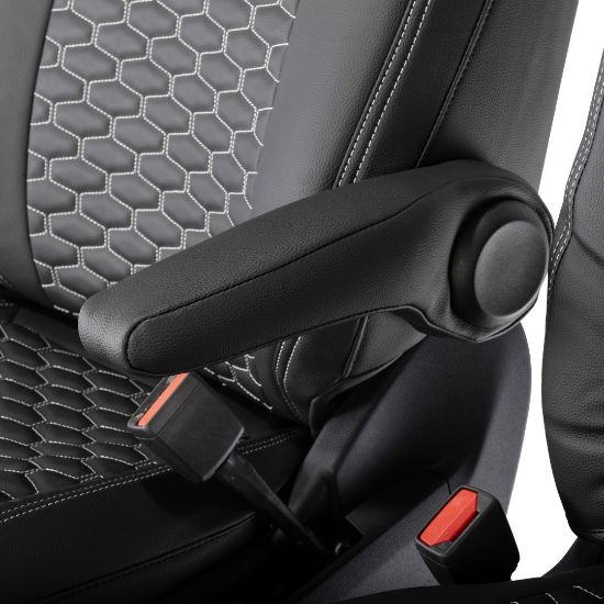 Picture of UK Custom Covers Ford Transit Custom Seat Covers Tailored Leatherette (2023+) - Hexagon | SC1280B