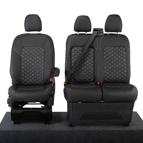 Picture of UK Custom Covers Ford Transit Custom Seat Covers Tailored Leatherette (2023+) - Hexagon | SC1280B