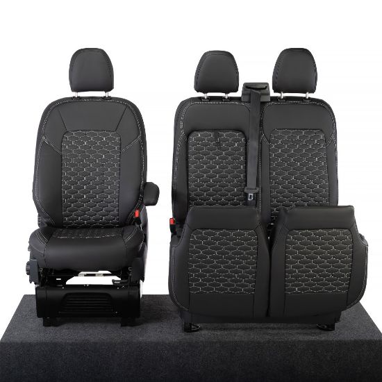 Picture of UK Custom Covers Ford Transit Custom Seat Covers Tailored Leatherette (2023+) - Hexagon | SC1280B