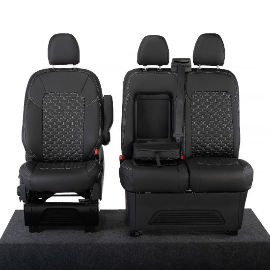 Picture of UK Custom Covers Ford Transit Custom Seat Covers Tailored Leatherette (2023+) - Hexagon | SC1280B