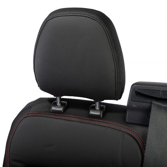 Picture of UK Custom Covers Ford Transit Custom Seat Covers Tailored Leatherette (2023+) - Block Stitch - Black & Red | SC1281B