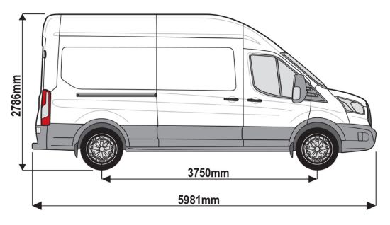 Picture of Rhino 2 KammBar Black Roof Bars and 4 free load stops for Ford Transit 2014-Onwards | L3 | H3 | Twin Rear Doors | TC2BA