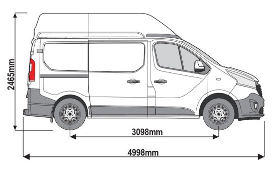 Picture of Rhino 3 KammBar Black Roof Bars and 4 free load stops for Vauxhall Vivaro 2014-2019 | L1 | H2 | Twin Rear Doors | MA3BA