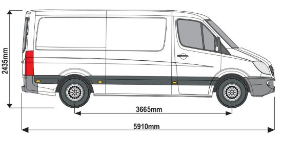 Picture of Rhino 4 KammBar Black Roof Bars and 4 free load stops for Volkswagen Crafter 2006-2017 | L2 | H1 | Twin Rear Doors | MC4BA