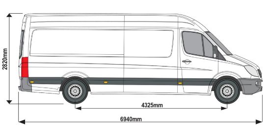 Picture of Rhino 4 KammBar Black Roof Bars and 4 free load stops for Volkswagen Crafter 2006-2017 | L3 | H2 | Twin Rear Doors | MC4BA