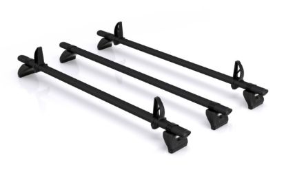 Rhino 3 KammBar Black Roof Bars and 4 free load stops for Vauxhall Movano 2021-Onwards | L1 | H1 | Twin Rear Doors
