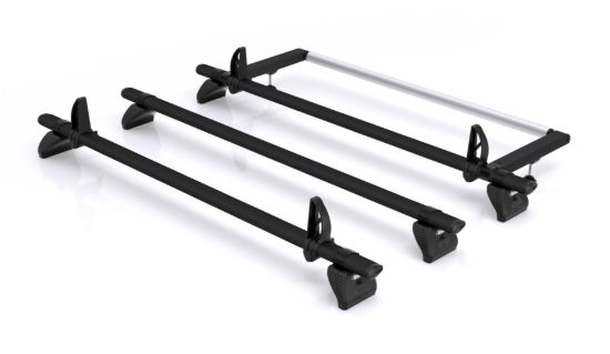 Rhino 3 KammBar Black Roof Bars with Roller Bundle for Citroen Relay 2006-Onwards | L2 | H1 | Twin Rear Doors