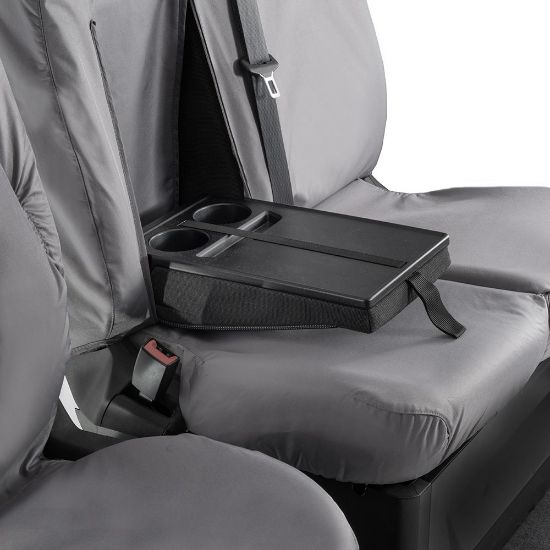 Picture of UK Custom Covers Ford Transit Custom Seat Covers Cotton-Backed PU (2013-2023) - Front (single/Double WITH pull Down Tray / Grey | SC102G