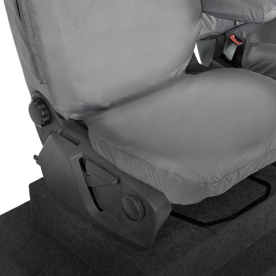 Picture of UK Custom Covers Ford Transit Custom Seat Covers Cotton-Backed PU (2013-2023) - Front (single/Double WITH pull Down Tray / Grey | SC102G