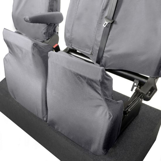 Picture of UK Custom Covers Ford Transit Custom Seat Covers Cotton-Backed PU (2013-2023) - Front & Rear (6 Seat With Front Pull Down Tray) - Grey | SC102G-131G
